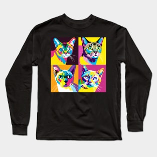 Singapura Cat Pop Art - Cat Lover Gift Long Sleeve T-Shirt